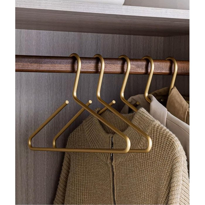 Premium Matte Gold Aluminum Clothes Hangers, 6-Pack, 41.5cm Extra Smooth & Dual Metal Shirt Hangers, Aluminum Alloy Clothes Hangers, Clothing Support, Clothes Hang