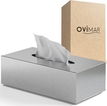 Диспенсер для косметичних серветок ovimar Fornaes з нержавіючої сталі, сріблястий, для ванної, кухні чи столу, настільний або настінний