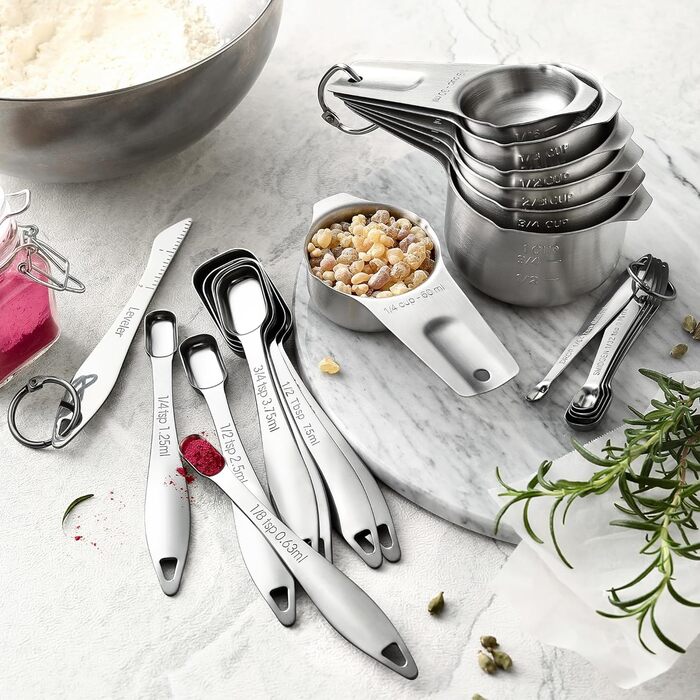 Набір мірних ложок та склянок Spring Chef з нержавіючої сталі (14 шт.)