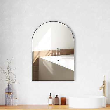 HOMCOM Curved Bathroom Mirror, 50 x 70 cm, Aluminum Frame Mirror, Decorative Mirror for Bathroom, Kitchen, Black