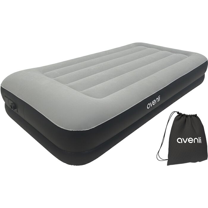 Надувний матрац Avenli самонадувний 191x99x36 см для 1 особи з вбудованим насосом, флоксована поверхня для кемпінгу та дому