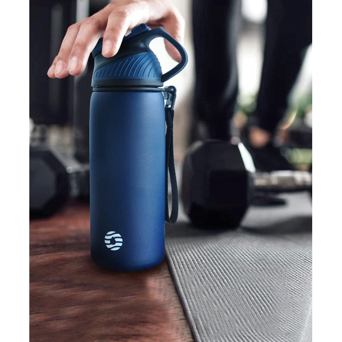 Фляга спортивна Fjbottle Edelstahl 1 л темно-синя з магнітною кришкою, BPA-free. Термофляга для школи, фітнесу, води, газованих напоїв
