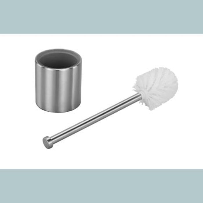 Набір для туалету Axentia з нержавіючої сталі - щітка, тримач та запасна щітка, дизайн, без свердління, 10 x 10 x 36 см