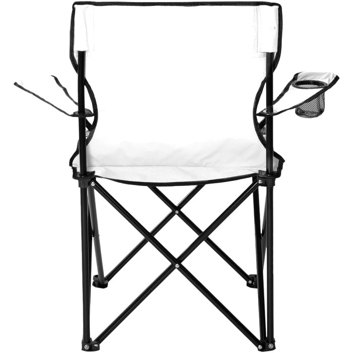 Кемпінговий стілець JELEX Expedition зі спинкою, підлокітниками та тримачем для напоїв, простий механізм складання. Водо- та брудовідштовхувальне покриття (білий)