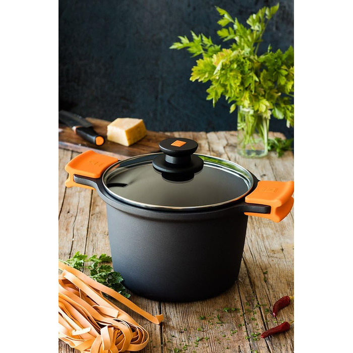 Каструля BRA Efficient Pot 28 см, висока, чорна, алюміній з антипригарним покриттям