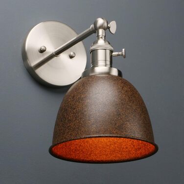 Phansthy 2 Pack Wall Sconce with Metal Shade Wall Lamp Industrial Design, Indoor Vintage Loft Wall Lamp E27 max. 40W for Living Room Bedroom Office Kitchen Hallway (White) (Rust-like)