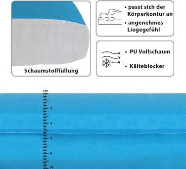 Каремат туристичний ALPIDEX Isomatte Camping, самонадувний, 200 x 66 x 6 см, тюркіс