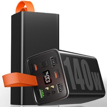 Портативний зарядний банк для ноутбука 140W, 70000mAh, USB-C PD 3.0, цифровий дисплей, сумісний з iPhone, Galaxy, MacBook, Dell та іншими