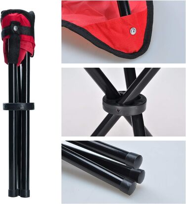 Зручний складаний стільчик-стійка для відпочинку на природі (червоний). Ідеально для пікніків, кемпінгу, риболовлі, туризму та відпочинку в саду. Легкий, портативний, 3-ногий, з тканини для вітрил.