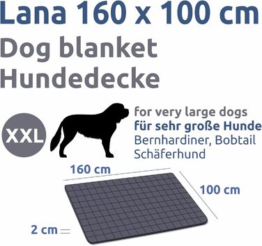 Килимок для собак Your Gear Lana 160x100 см - м'яка підстилка для великих собак, бавовна Oeko-Tex, міцний, водонепроникний, для дому та вулиці, альтернатива собачому ліжку