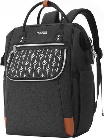 Жіночий рюкзак, шкільний рюкзак для дівчаток-підлітків, рюкзак для ноутбука 15.6 дюймів з захистом від крадіжки, робочий рюкзак для подорожей та походів (Чорний)