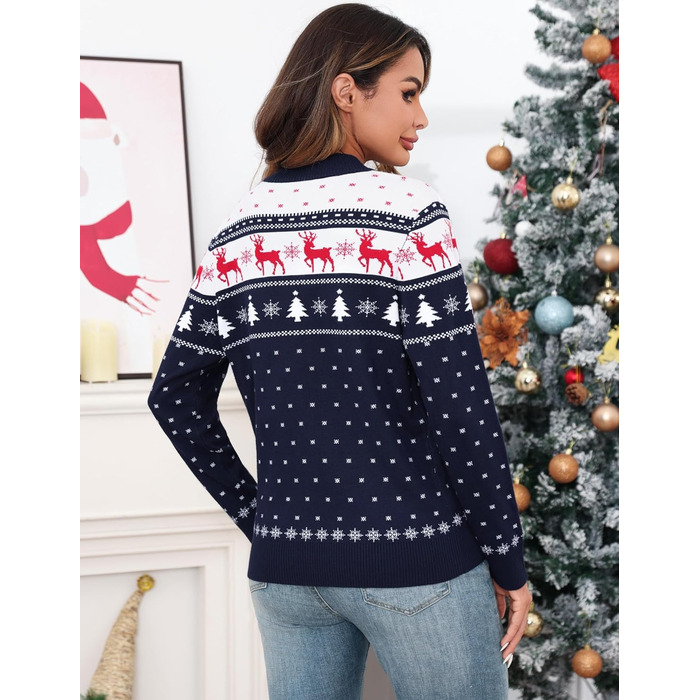 Синій жіночий святковий светр-кардиган Sykooria з капюшоном та блискавкою, теплий, на блискавці, для святкування Різдва, розмір S-XXL