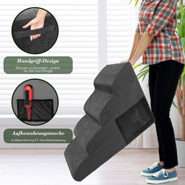 Dog stairs for small dogs, 4 steps pet stairs made of foam with a waterproof cover, detachable dog ramp cat stairs for sofa bed, send 1 lint roller (4-step black dog stairs)