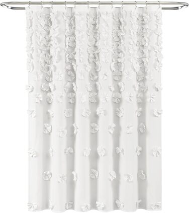Шторка для душу Lush Decor Riley, 183x183 см, білий/квітковий, з бантиками, романтичний дизайн
