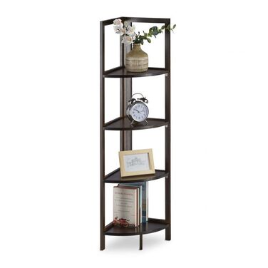 Relaxdays Bamboo Corner Shelf with 4 Shelves