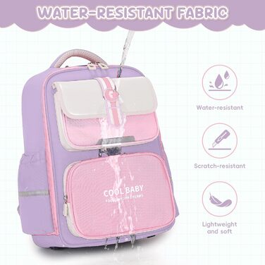 Дитячий рюкзак для школи (1-4 клас) з нагрудним ременем, для дітей 6-10 років, з відбиваючими елементами, фіолетовий