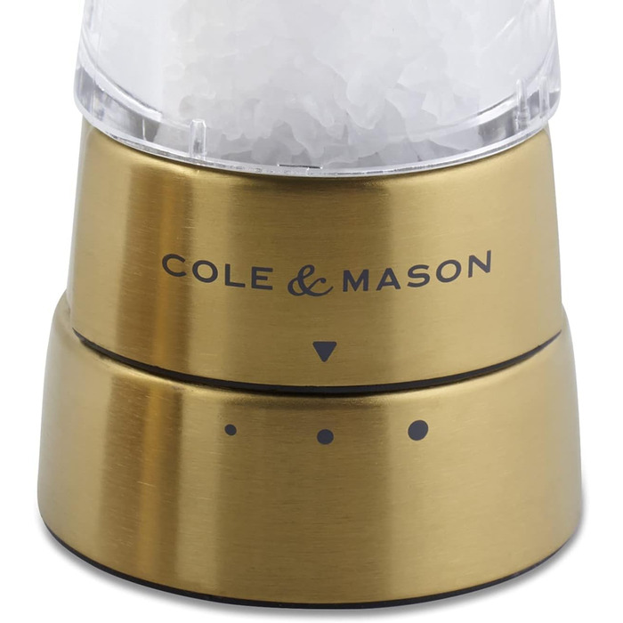 Cole & Mason Derwent Gold Salt and Pepper Grinder Set, Manual Spice Grinder with Adjustable Ceramic Grinder, Stainless Steel/Acrylic, 190mm, Precision+, Gift Set
