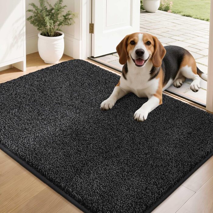Килимок для входу COSY HOMEER м'який, вологопоглинаючий, антиковзкий, 60x90 см, чорний