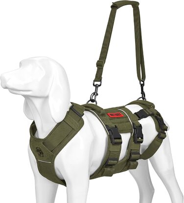 Шлейка для собак OneTigris SKYEWALKER, підтримуюча шлейка з 2 ручками, регульована, для реабілітації та підтримки, XL (M:14-27кг(ОБ:40-58см, Грудка:60-81см), Зелена)