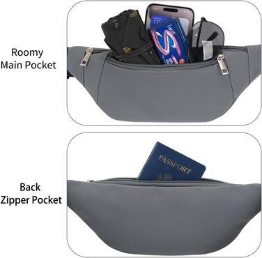 Сумка на пояс (бананка) водонепроникна, стильна, унісекс, нейлон для чоловіків та жінок. Підходить для спорту, подорожей, прогулянок з собакою (сіра)