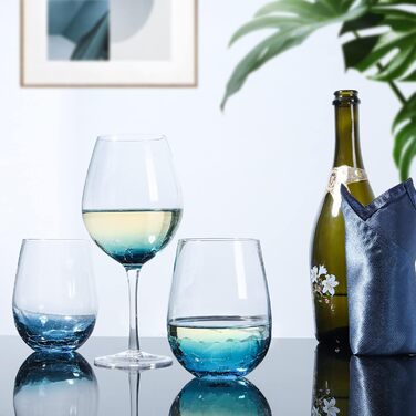 Елегантні кришталеві келихи Joeyan з ефектом синього льоду, набір 2 шт, 630 мл. Великі сині келихи з ефектом тріщин для червоного вина зі ніжкою, виготовлені вручну, кольорові, естетичні келихи для білого вина, подарунок для поціновувачів вина.