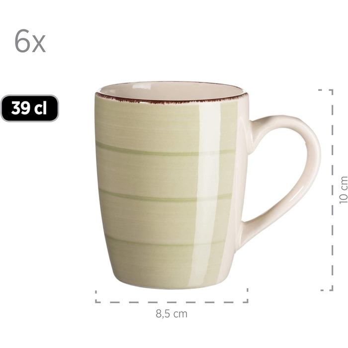 MÄSER 931616 Bel Tempo II 30-piece Vintage Dinnerware Set for 6, hand-painted ceramic combination service in green, stoneware