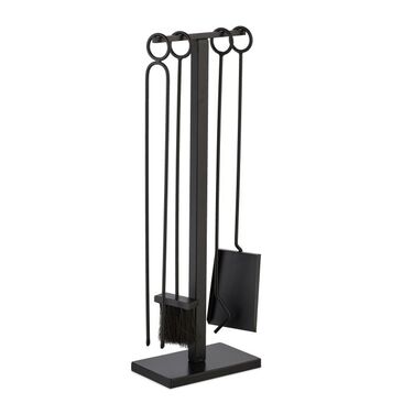 Relaxdays 5-Piece Fireplace Set in Black