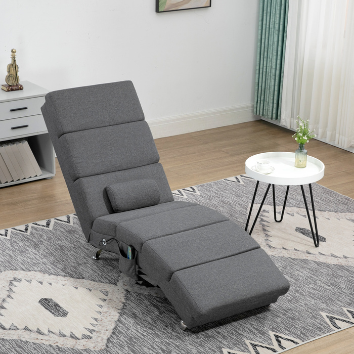 HOMCOM Recliner with Massage Function Electric Lounge Chair Massage Chair with High Backrest, Remote Control, Foldable TV Chair with 5 Modes, Pillow, Dark Grey | Aosom