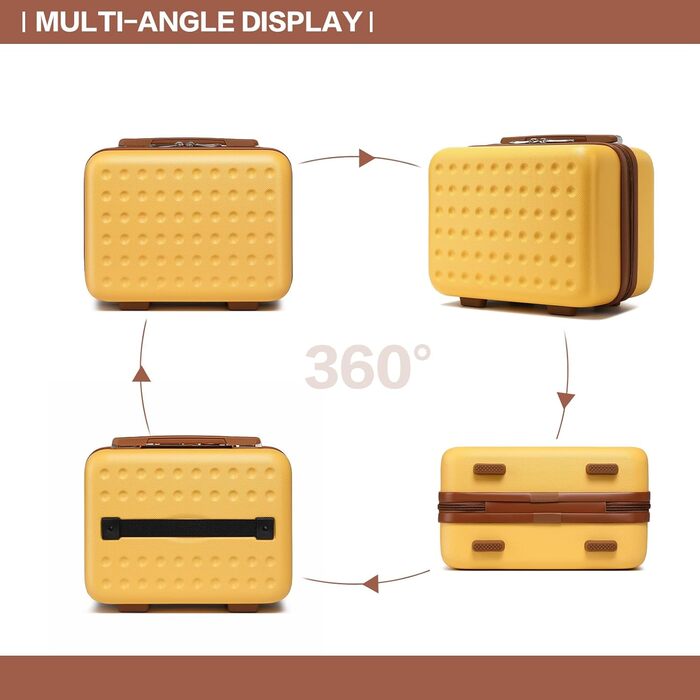 Чемодан-валіза KONO з жорсткою оболонкою, 76x50x31 см, білий (жовтий, косметичка)