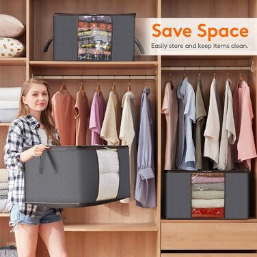 Органайзер для одягу Lifewit (3 шт) - коробки для зберігання з кришкою, сірий (90L)