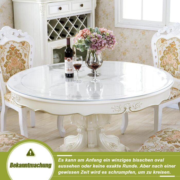 Прозора кругла скатертина OstepDecor 100 см, водонепроникна ПВХ захисна плівка для столу, кухонного чи журнального столика