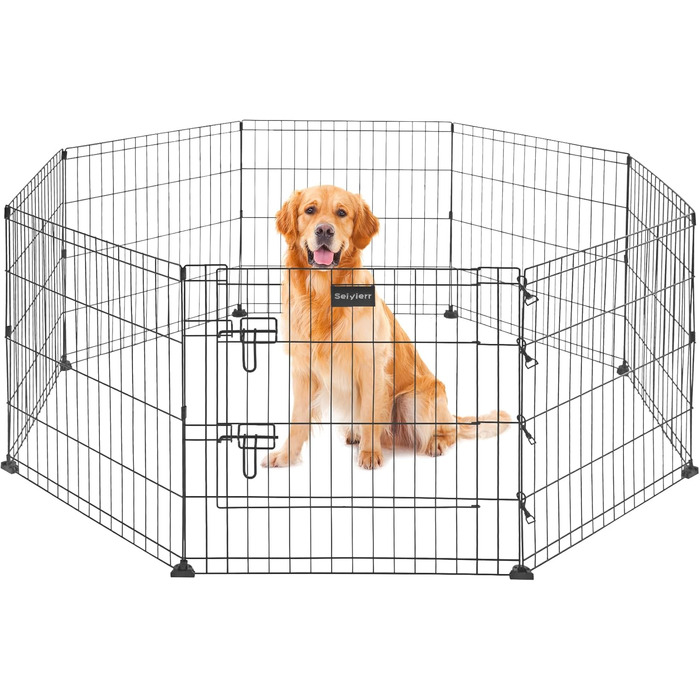 Клітка для собак та котів, переносний вольєр, складаний, розмір M (24W x 24H), з сіткою від сонця