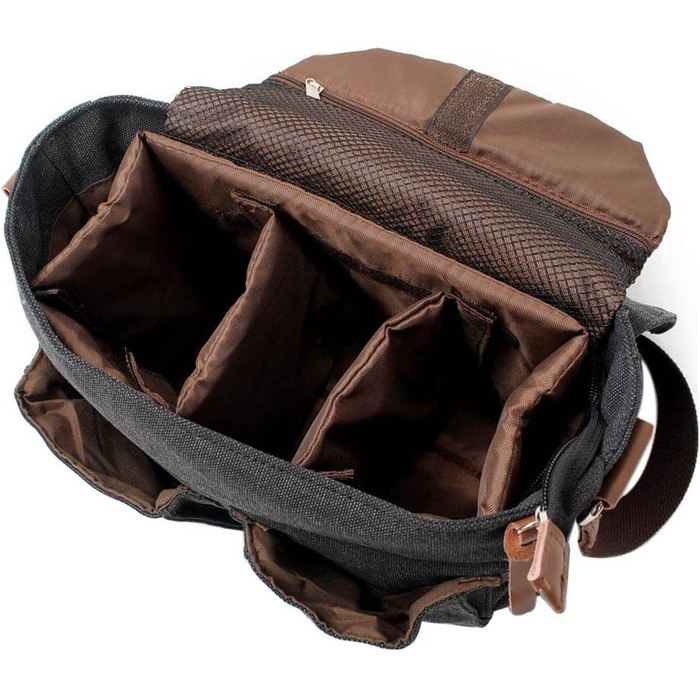 Сумка Neuleben для камери на плечі, вінтажний стиль, зелений/коричневий канвас