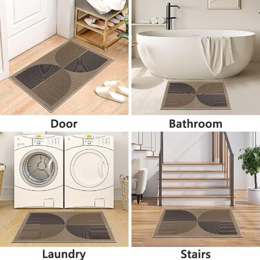 Килимок для дому та вулиці 50x80 см, джутовий, з антиковзаючим покриттям, для входу, балкону (Чорно-коричневий)