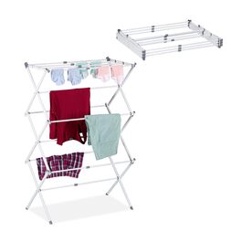Розкладний сушильник для білизни Relaxdays з 11 стійками на 6 рівнях, 105x73x37 см, металевий, білий