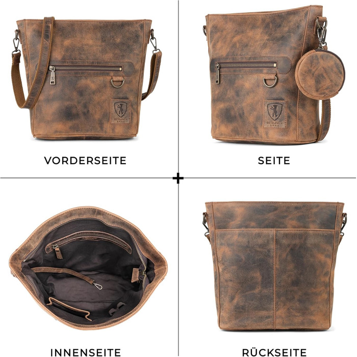 Сумка через плече Berliner Bags Siena Vintage з натуральної шкіри (Earth) - жіноча сумка-месенджер середнього розміру