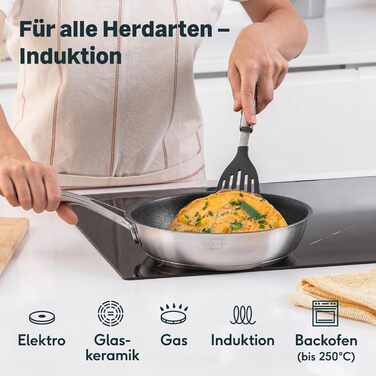 Silberthal Induction Nonstick Fry Pan - 24cm Stainless Steel - Compatible with All Cooktops & Oven Safe