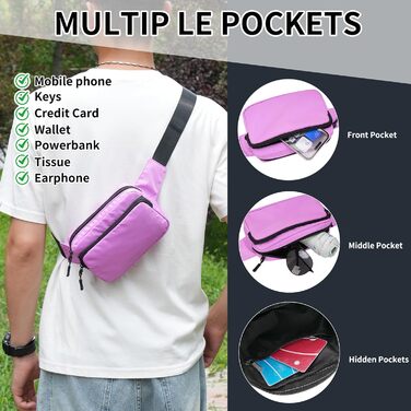 Поясна сумка на пояс, унісекс, 30 см, світло-фіолетова. Сумка через плече, для подорожей, прогулянок з собакою, чоловіча та жіноча.