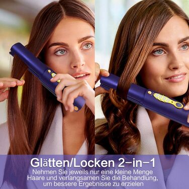 Бездротове праска для волосся з акумулятором 5000mAh, титанова поверхня, 2-в-1 (випрямляч та локони), міні, для подорожей, 3 температурні режими, швидкий нагрів, для всіх типів волосся (білий, блакитний)