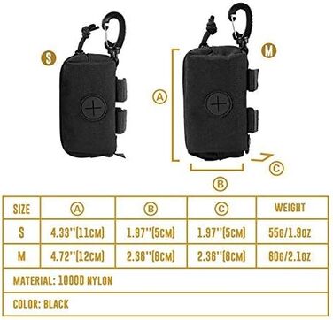 Диспенсер для собачих пакетів OneTigris з MOLLE системою та карабіном, для прогулянок, бігу, походів, тактичний, чорний (колір: коричневий, розмір: маленький)