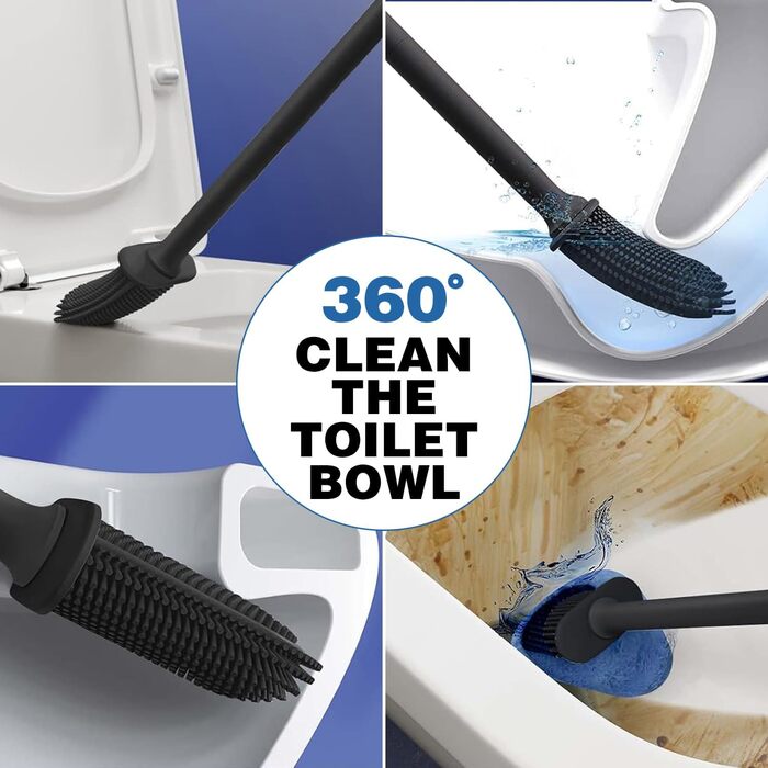 Силіконова щітка для унітазу з гнучкими щетинками, набір для ванної кімнати, чорна