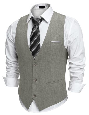 Костюмний жилет чоловічий COOFANDY з кишенями, V-подібний виріз, сірий, розмір M
