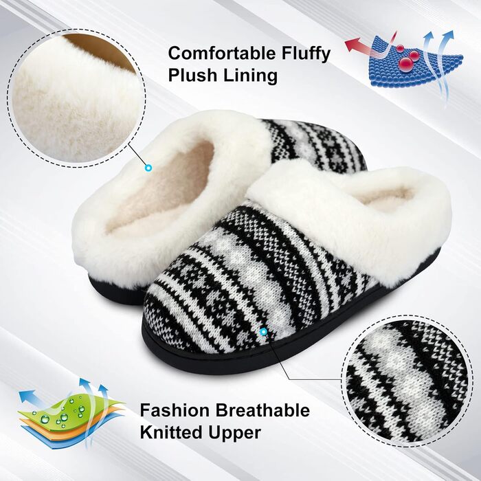 Тапочки халатні AONEGOLD для жінок, зимові, теплі, з плюшем, з пам'яттю, зручні, унісекс, для дому та вулиці, антиковзкі (40/41 EU, чорний)