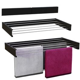 Настінна сушилка для білизни Vonia Wandtrockengestell 100x50 см – компактна та складана. Міцна сушарка для ванної, балкону та квартири – чорна