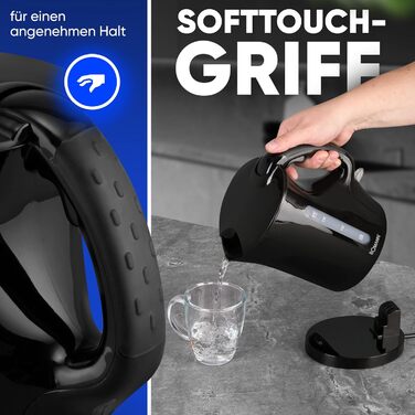 Електричний чайник Bomann WK 6079 CB: 1,7 л, автоматичне/ручне вимкнення, фільтр від накипу, 2200 Вт, чорний матовий