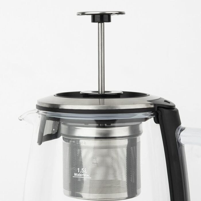 H.KOENIG TI600 Instant T Teapot Electric Kettle 1.5L, 1.5 liters, Stainless Steel/Glass