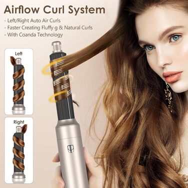Набір для укладки волосся Airstyler Set: професійний фен-щітка 1000W, 5 насадок, автоматична завивка, випрямлення, об'єм, мультистайл, колір шампань