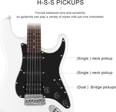 Електрогітара Eastrock E Gitarre Set 39 дюймів з аксесуарами (біла)