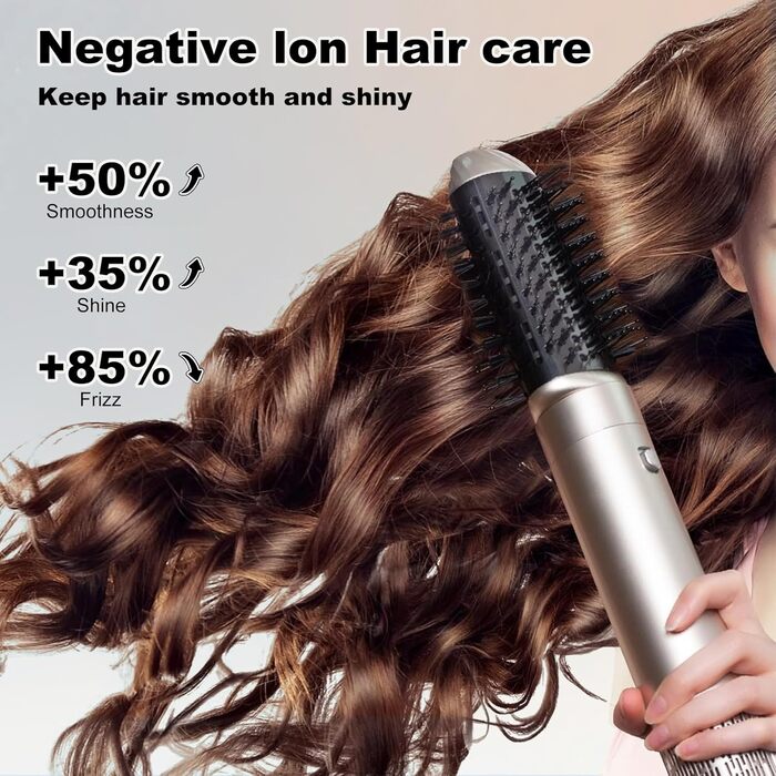 Набір для укладки волосся Souvik 6шт: щітка-фен, плойка, об'єм, сушка - срібло