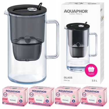 Фільтрувальний глечик Aquaphor Glass, 2,5 л, чорний
